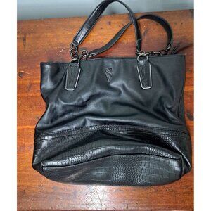 Simply Vera Black Faux Leather Croc Tote Handbag Shoulder Bag Women's Used